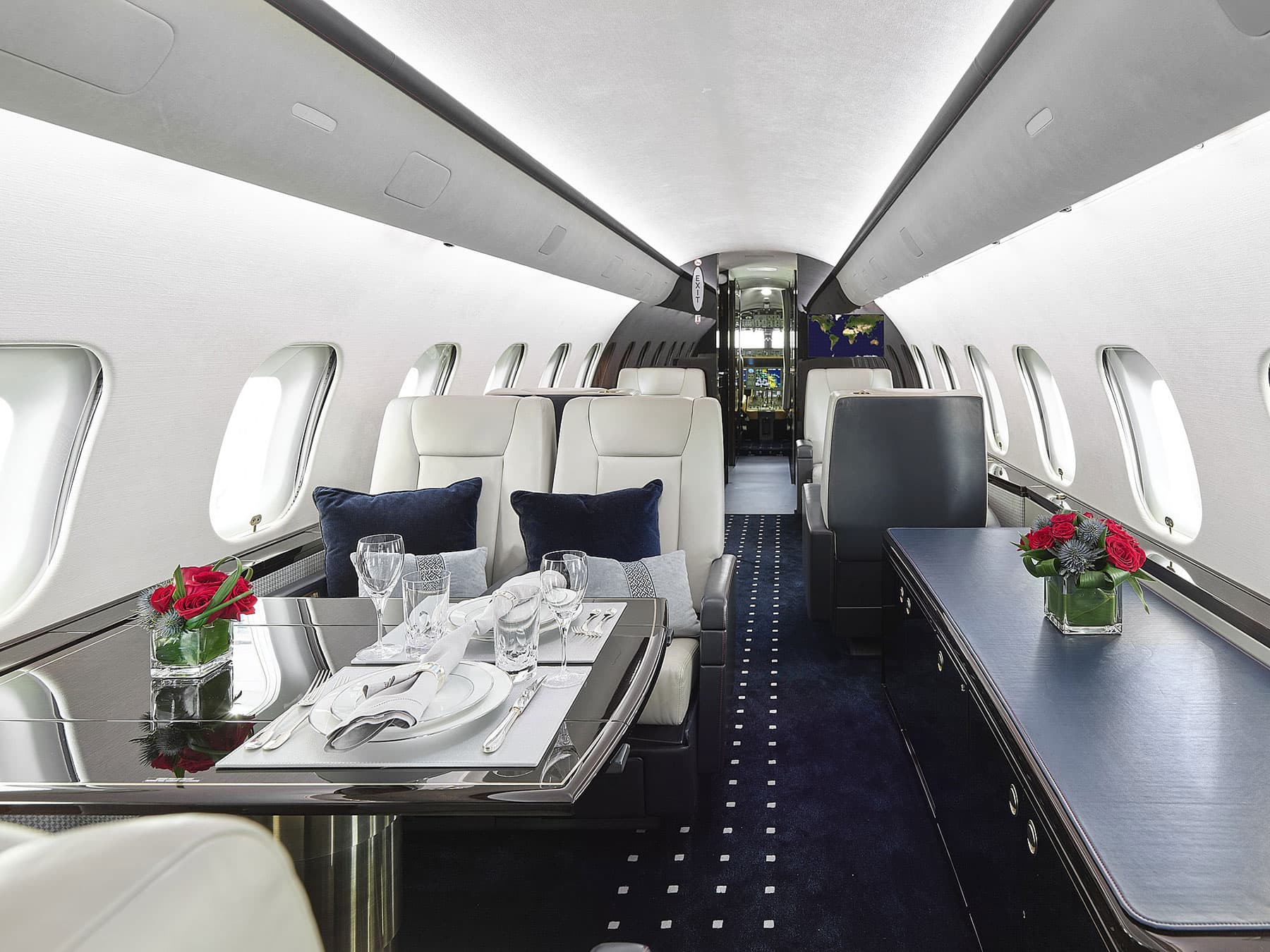 Cabin interior of a Bombardier Global 5500