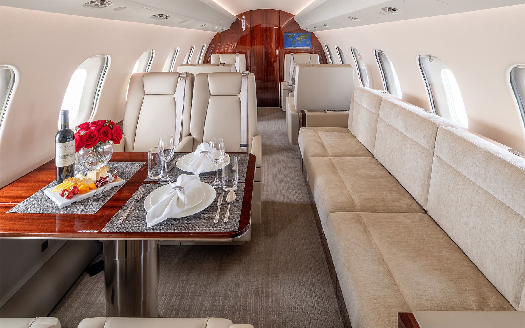 Cabin interior of a Bombardier Global 6500