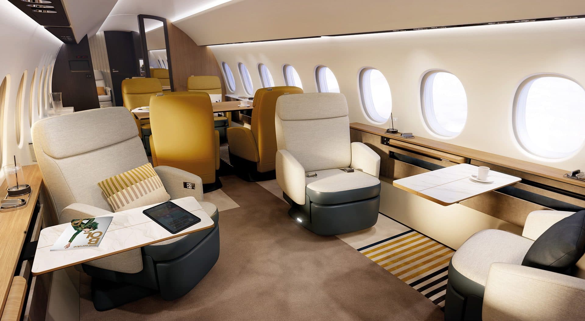Cabin interior of a Falcon 10X