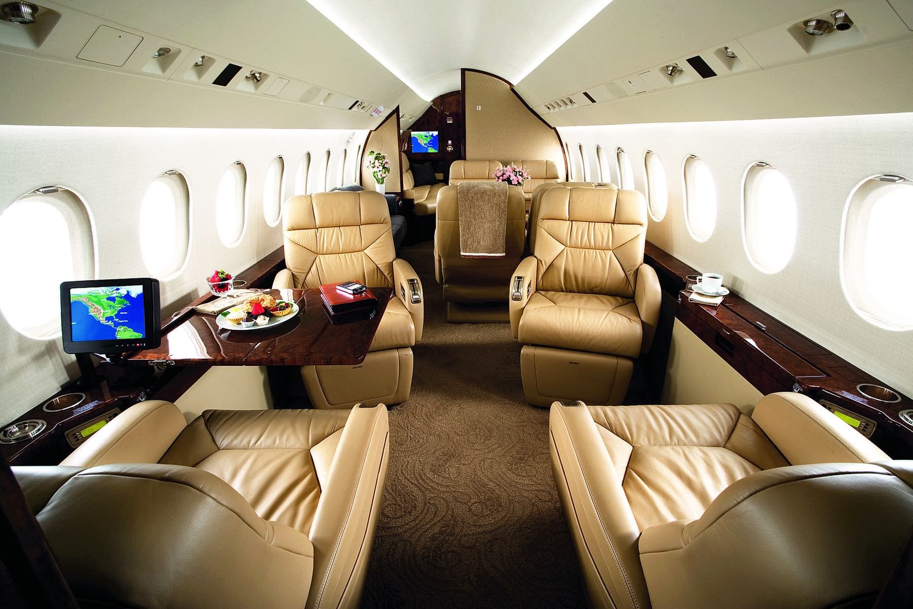 Cabin interior of a Falcon 900LX