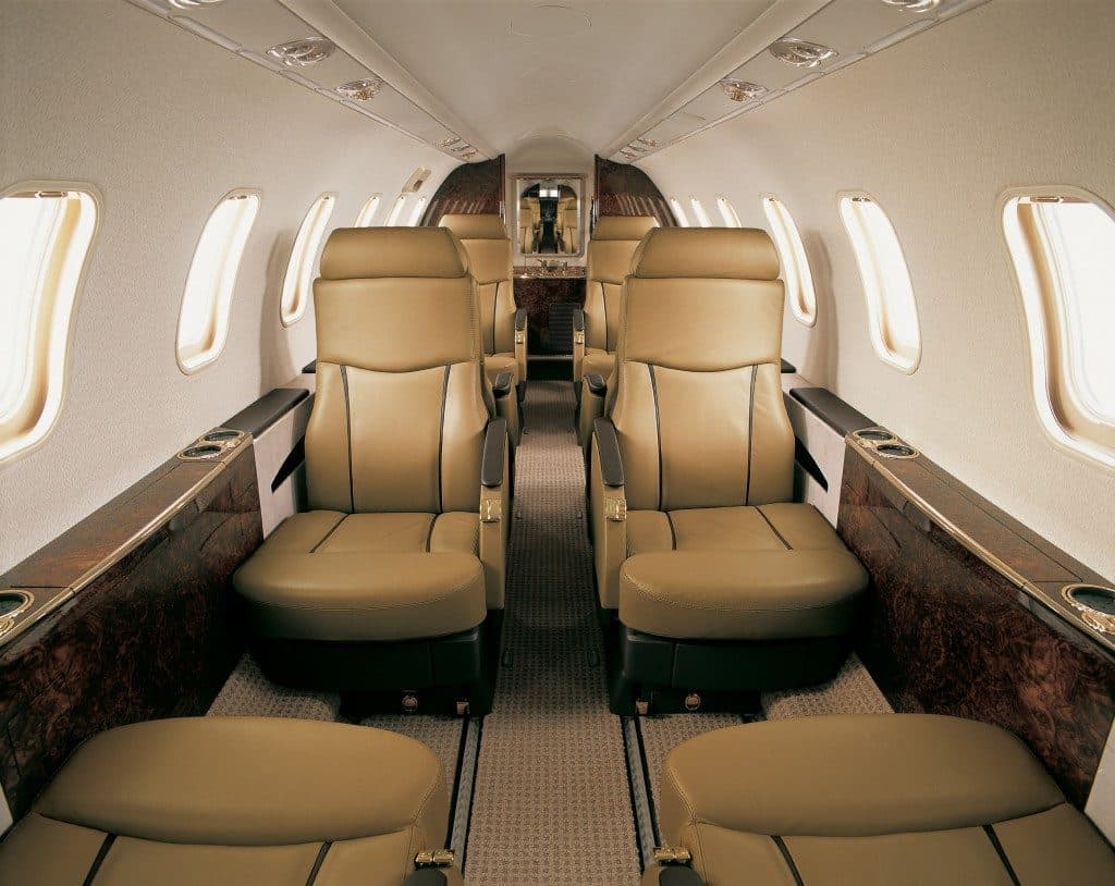 Cabin interior of a Hawker 400XP