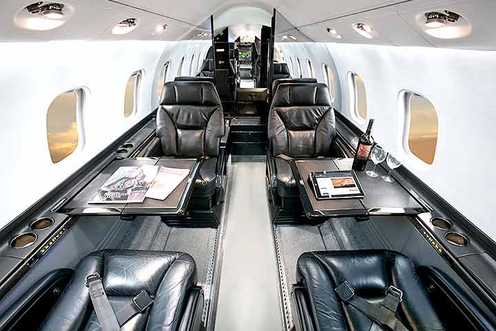 Cabin interior of a Learjet 60XR