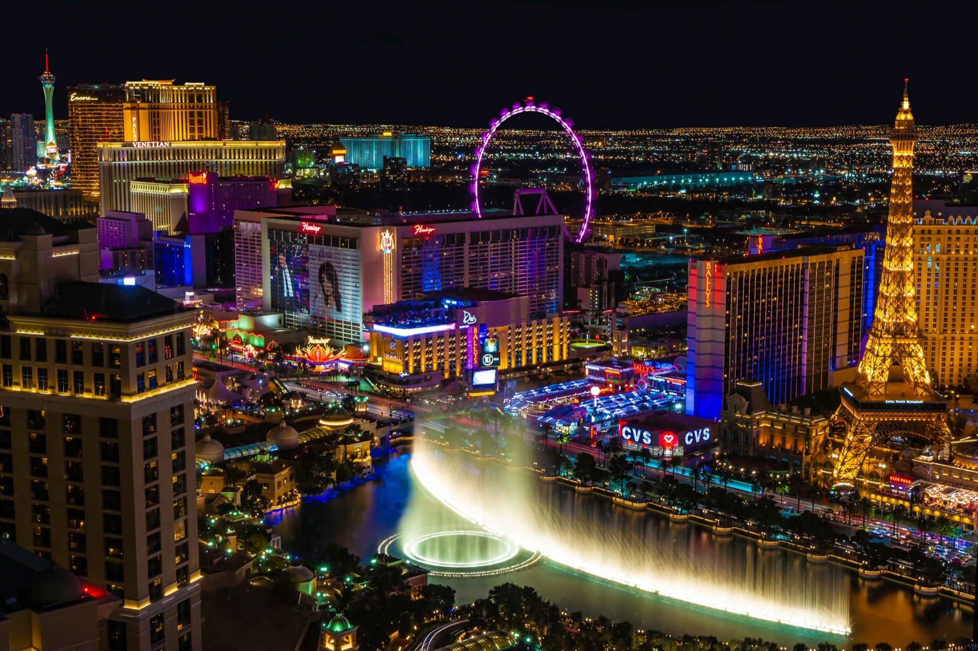 Las Vegas Strip at dusk with casino resorts